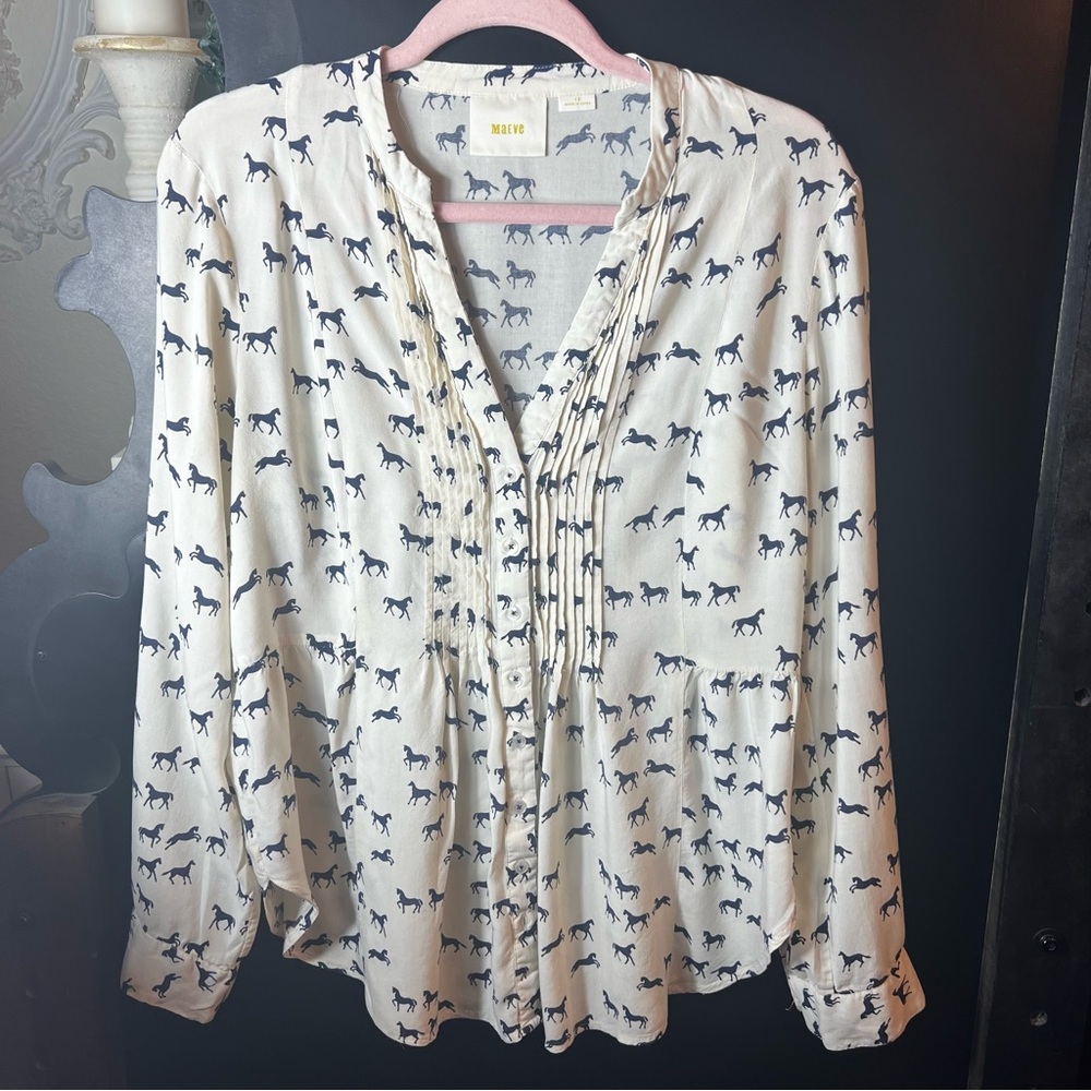 Maeve Cream and Black Blouse